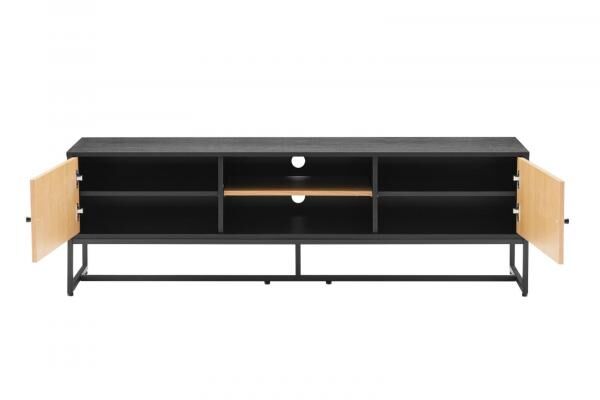 TV-Lowboard Clar 160 cm, Eichedekor mit schwarzem Metall, modern