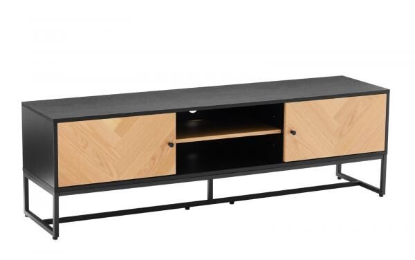 TV-Lowboard Clar 160 cm, Eichedekor mit schwarzem Metall, modern