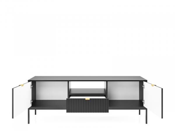 TV-Lowboard Delicious 2 schwarz mit goldenen Griffen, Glamour-Stil