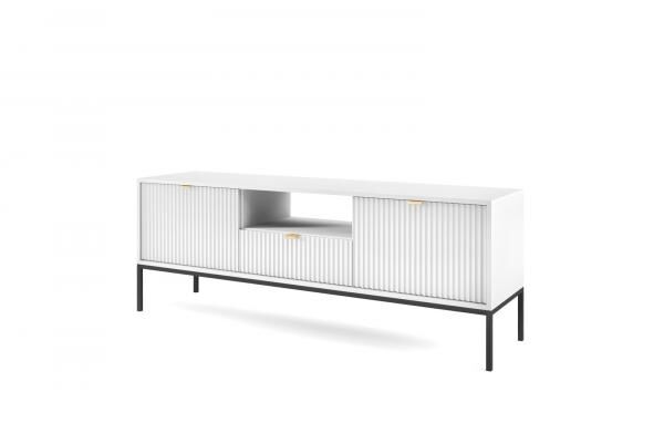 TV-Lowboard Delicious 2 weiss mit goldenen Griffen, Glamour-Stil