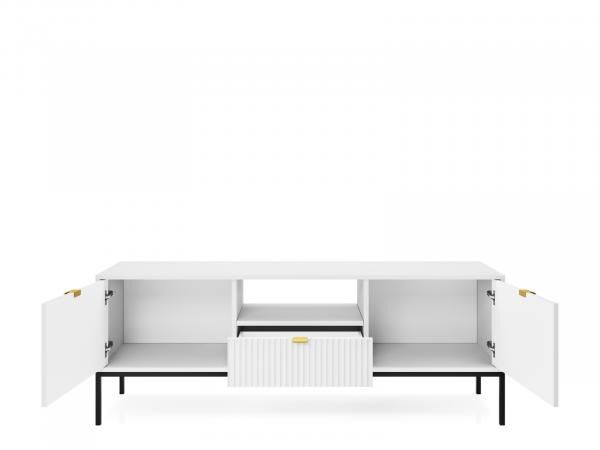 TV-Lowboard Delicious 2 weiss mit goldenen Griffen, Glamour-Stil