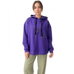 ZEGY Damen Hoodie Kapuzen-Pullover mit Vögel-Verzierungen Baumwoll-Pullover Sweater 1074 Violett