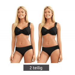 Zeitloses Damen Bikini-Set, zweiteilige Minimizer-Bademode mit Wahl zwischen D- oder F-Körbchen Schwarz