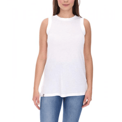 COURSE Damen Long-Top Rundhals-Shirt Sommer-Top Tank-Top Freizeit-Shirt 900789 Weiß