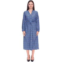 DELMAO Damen Blusenkleid Sommer-Bluse mit Marken-Schriftzug Langarm-Shirt 47783738 Blau