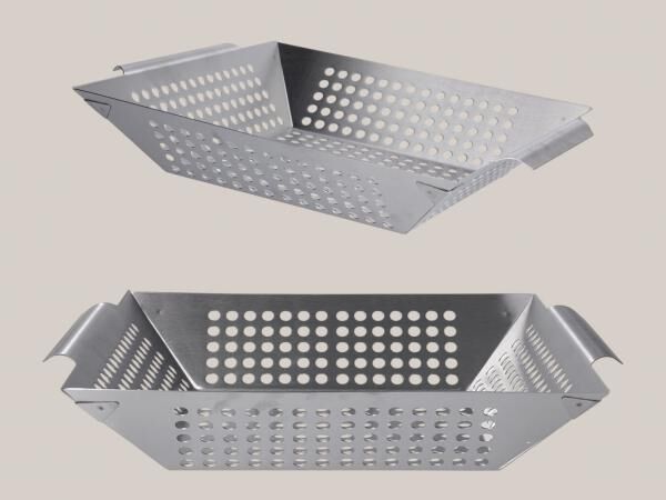Edelstahl Grillkorb 345x300x64mm BBQ Gasgrill Holzkohlegrill Gemüse Korb Grill