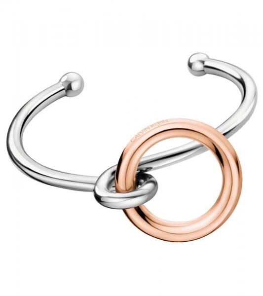 Edler Calvin Klein Clinc Damen-Armreif aus Edelstahl Arm- & Handgelenk-Schmuck Gr&ouml;&szlig;e XS KJ9PPF2001 Silber/Rose-Gold