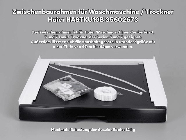 Haier Candy Zwischenbaurahmen Verbindungsrahmen HASTKU10B Waschmaschine Trockner Auszug universal 47-62 cm