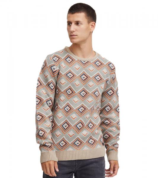 klassischer BLEND Herren Feinstrickpullover mit Rundhals Strickpullover 20715873-161104 Beige