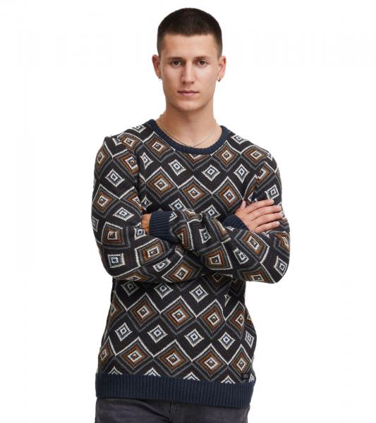 klassischer BLEND Herren Feinstrickpullover mit Rundhals Strickpullover 20715873-194024 Blau