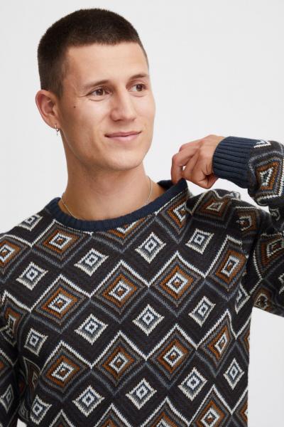 klassischer BLEND Herren Feinstrickpullover mit Rundhals Strickpullover 20715873-194024 Blau