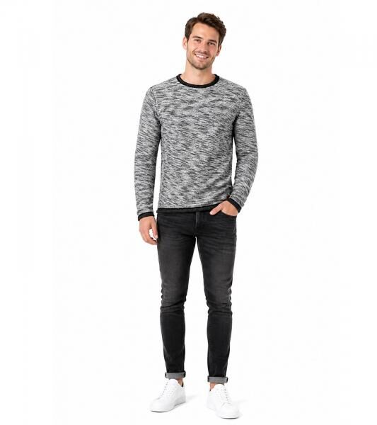 klassisches SOLID SDFlocks Herren Sweatshirt mit Rundhals Pullover 21102722ME-9000 Schwarz