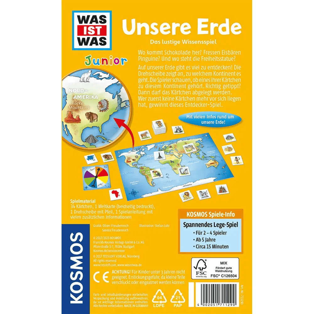 Kosmos 711290 - WAS IST WAS Junior - Unsere Erde - Das lustige Wissensspiel
