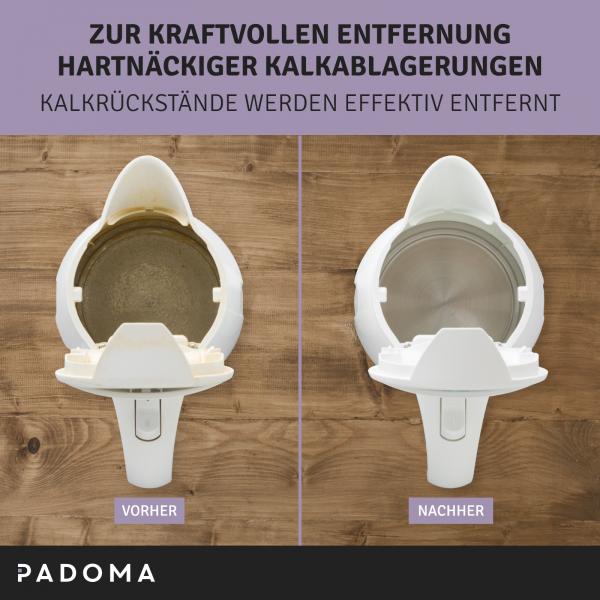 PADOMA Flüssigentkalker 250 ml Entkalker für Kaffeemaschine Kaffeevollautomat Wasserkocher Espressomaschine bis 5 Anwendungen