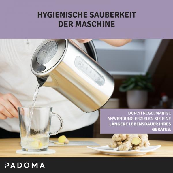 PADOMA Flüssigentkalker 250 ml Entkalker für Kaffeemaschine Kaffeevollautomat Wasserkocher Espressomaschine bis 5 Anwendungen