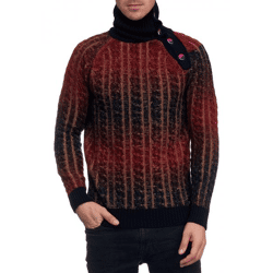 Stylish Men's Knit Sweater with Turtleneck and Ombré Texture, Sweater 13368 Navy