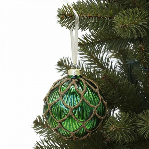 Wilko Weihnachtskugel Staude Glas grün 8 cm