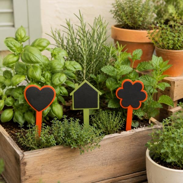 Boltze Gartenschilder, Kreidetafel aus Holz, 15 cm, 3er-Set, sortiert