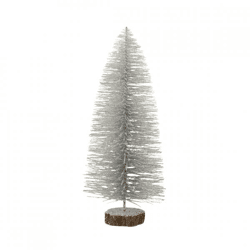 J-Line Weihnachtsbaum auf Sockel glitter silber 29 cm
