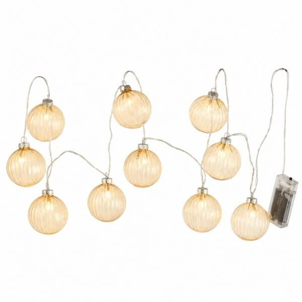 J-Line Lichterkette Glühbirne Glas Amber 165 cm