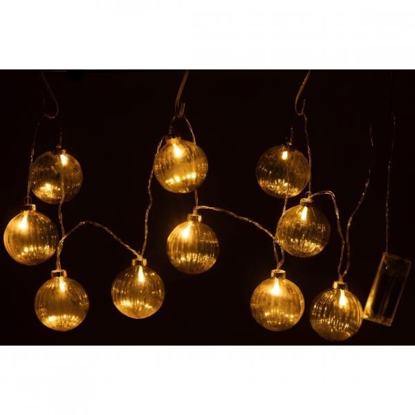 J-Line Lichterkette Glühbirne Glas Amber 165 cm
