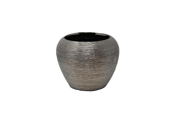 Keramik-Vase Silber bauchig ca. 15 × 15 × 13 cm