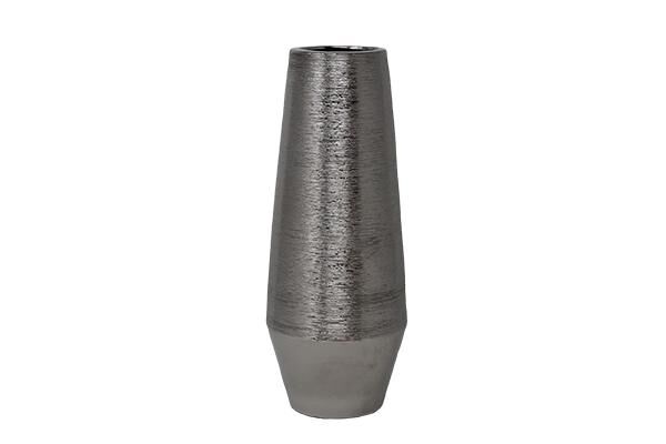 Keramik-Vase Silber schmal ca. 12 × 12 × 30,5 cm
