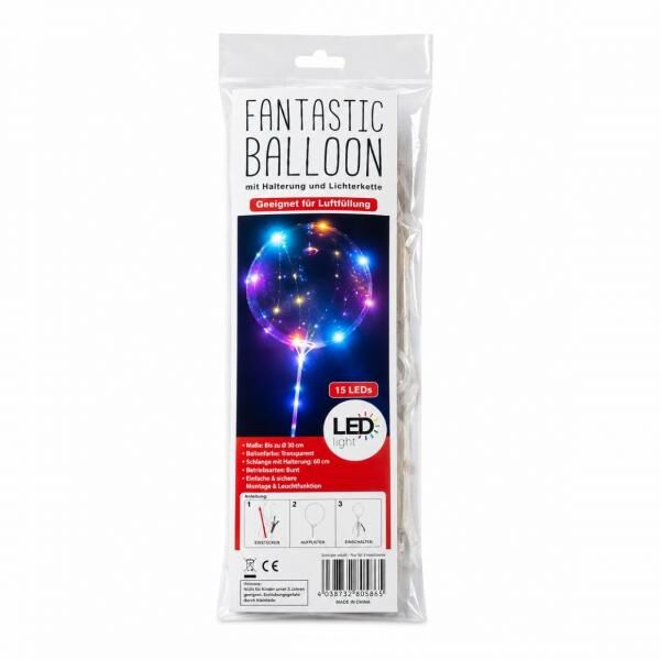 LED-Ballon mit Stiel, batteriebetrieben, 30 cm