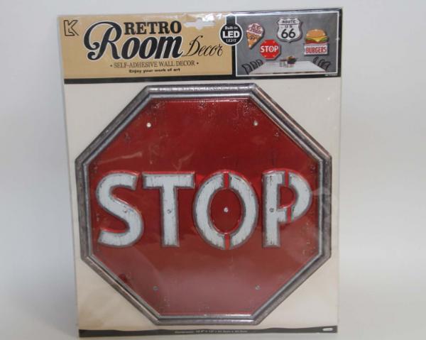 LED-Schild aus Kunststoff Stop 29 x 29 cm 8 LEDs