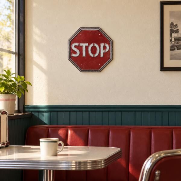 LED-Schild aus Kunststoff Stop 29 x 29 cm 8 LEDs