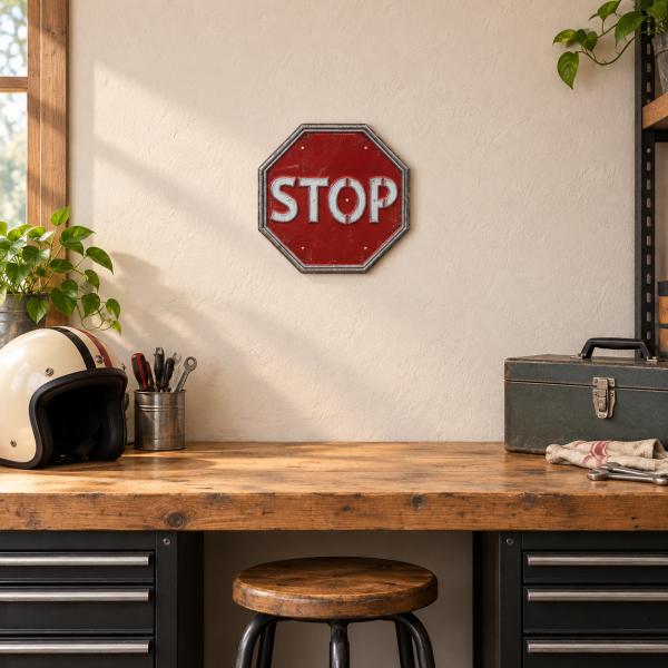 LED-Schild aus Kunststoff Stop 29 x 29 cm 8 LEDs