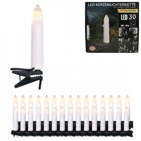 Lichterkette 30 LED-Kerzen EU-Stecker weiß 7,3 m