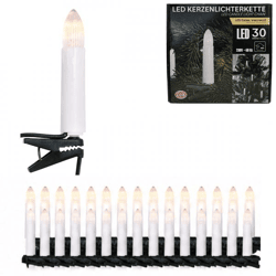 Lichterkette 30 LED-Kerzen EU-Stecker weiß 7,3 m