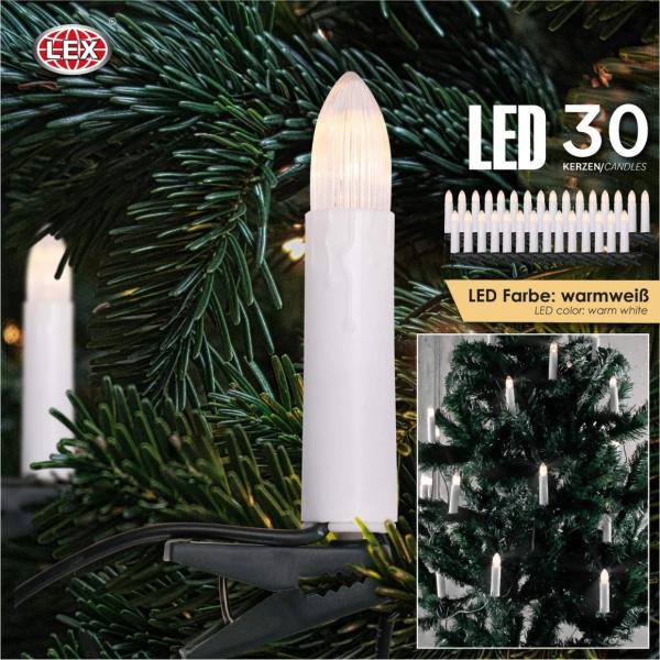 Lichterkette 30 LED-Kerzen EU-Stecker weiß 7,3 m