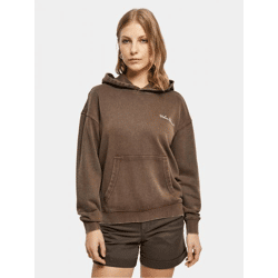 moderner Urban Classics Damen Hoodie Rippstrick Rippbündchen 300 g/m² mit Baumwolle Braun