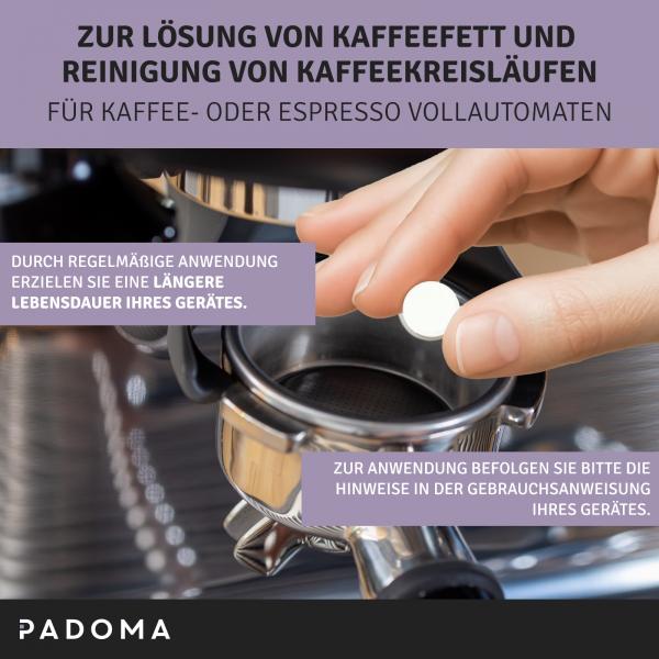 PADOMA Reinigungstabletten 10x1,6 g Kaffeemaschine Kaffeevollautomat Kaffeefettlöser Bosch Siemens Nivona universal