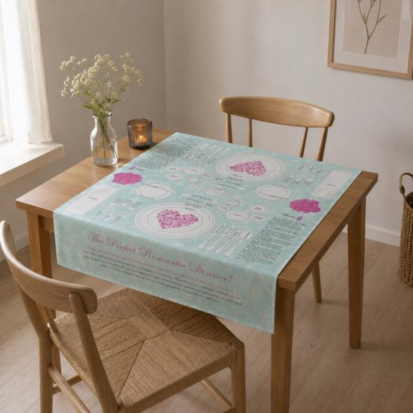Tafelkleed dinner guide groen/roze 80 x 120 cm