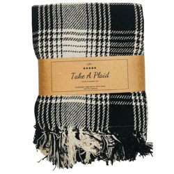 Take a Plaid polyback picknickplaid zwart/wit 160 x 160 cm