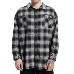 vsct Checked Flannel Custom Men's Checkered Shirt with Paisley Pattern Lumberjack Shirt 5643319 Black/White