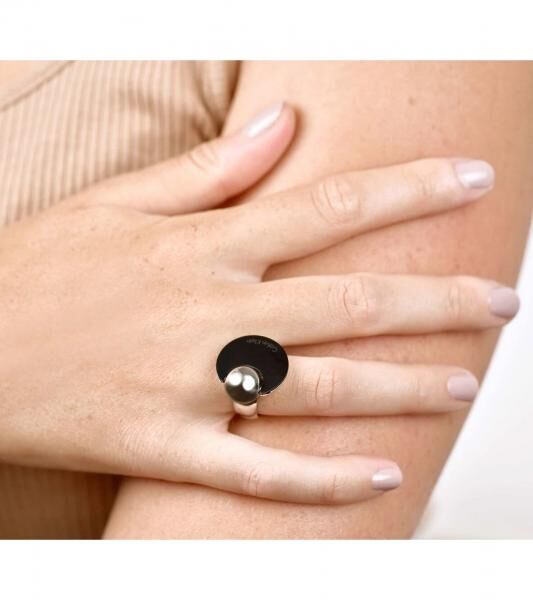 Zeitloser Calvin Klein Damen Ring mit umklappbarer Scheibe Edelstahl-Ring Finger-Ring KJ3ZBR28010 Silber