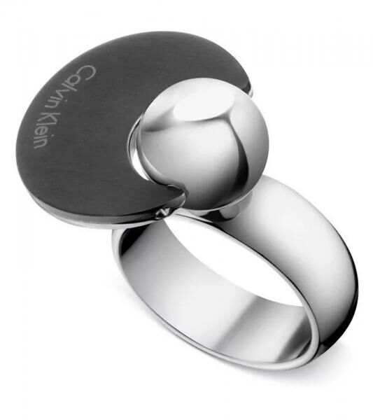 Zeitloser Calvin Klein Damen Ring mit umklappbarer Scheibe Edelstahl-Ring Finger-Ring KJ3ZBR28010 Silber