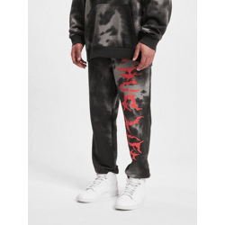 bequeme Thug Life Herren Jeans Kordelzug Taschen mit Baumwolle Schwarz