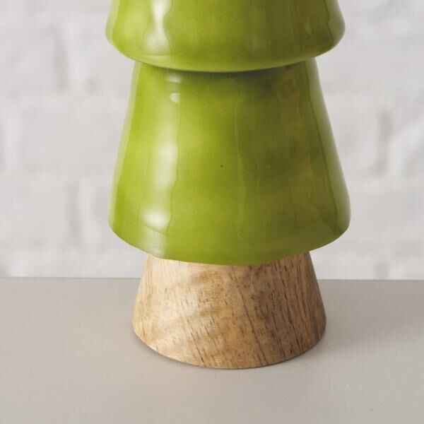 Boltze Weihnachtsbaum „Freya“ aus Mangoholz, grün, 18,5 cm