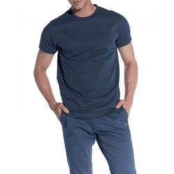 COURSE Men's Basic T-Shirt with Rolled Sleeves, Cotton Crew Neck Shirt 901060 Dark Blue
