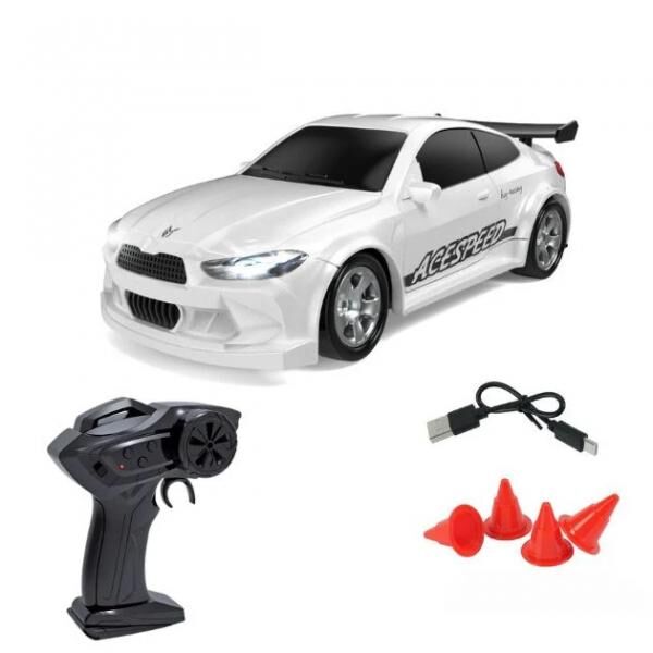 DriftRacer White Mini-Fernsteuerungs-Drift-Auto | RC-Drift-Auto – Rennfahrzeug für den Schreibtisch