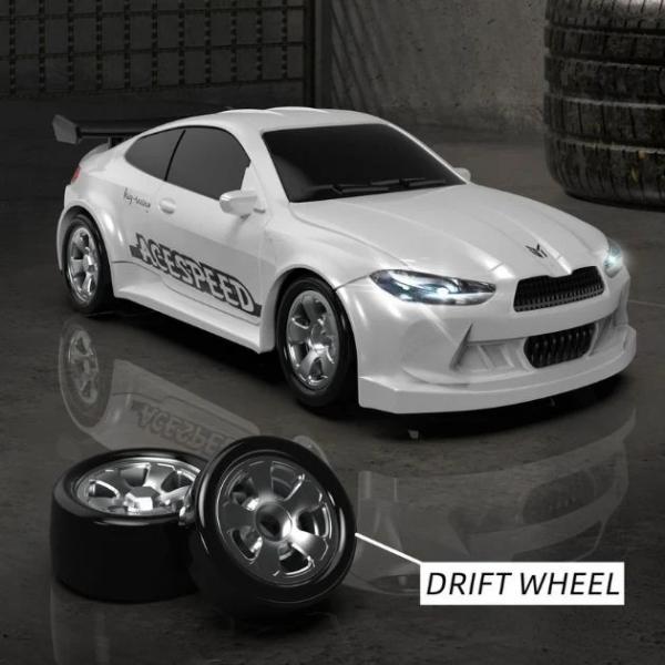 DriftRacer White Mini-Fernsteuerungs-Drift-Auto | RC-Drift-Auto – Rennfahrzeug für den Schreibtisch