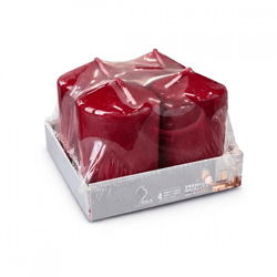 Gala Stumpenkerze bordeaux 4,5 x 7,5 cm 4er-Set