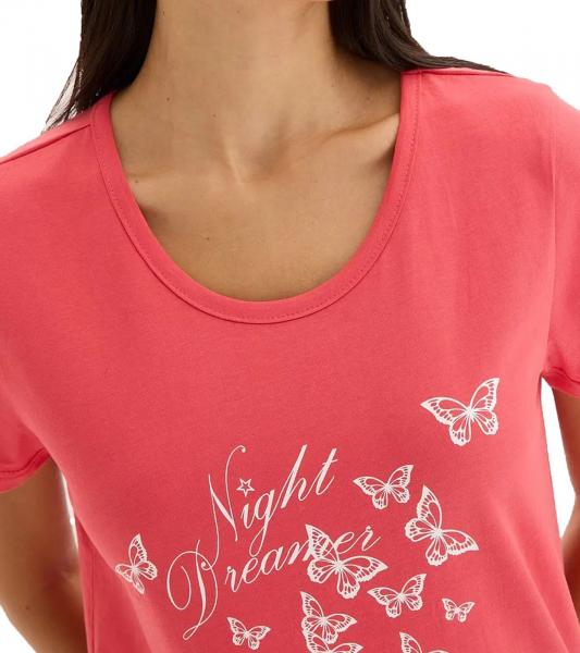gem&uuml;tlicher Damen 2-teiliger Pyjama Baumwoll-Pyjama Shorty-Set mit Schmetterlingen kurzer Schlafanzug 930329 Rosa/Wei&szlig;