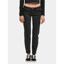 moderne Urban Classics Damen Jeans Straight Fit Stretch Reißverschluss mit Baumwolle Schwarz