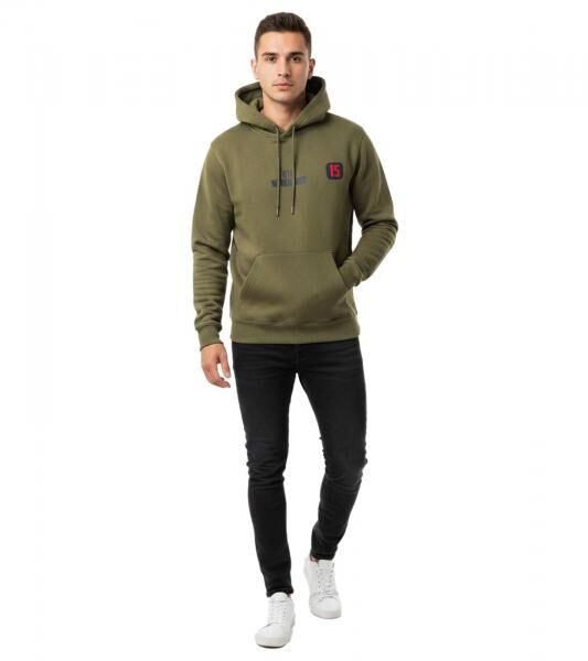 modischer ON THAT ASS Max Herren Hoody Kapuzen-Pullover Baumwoll-Sweater mit K&auml;ngurutasche Fleece gef&uuml;ttert Hoodie Oliv-Gr&uuml;n